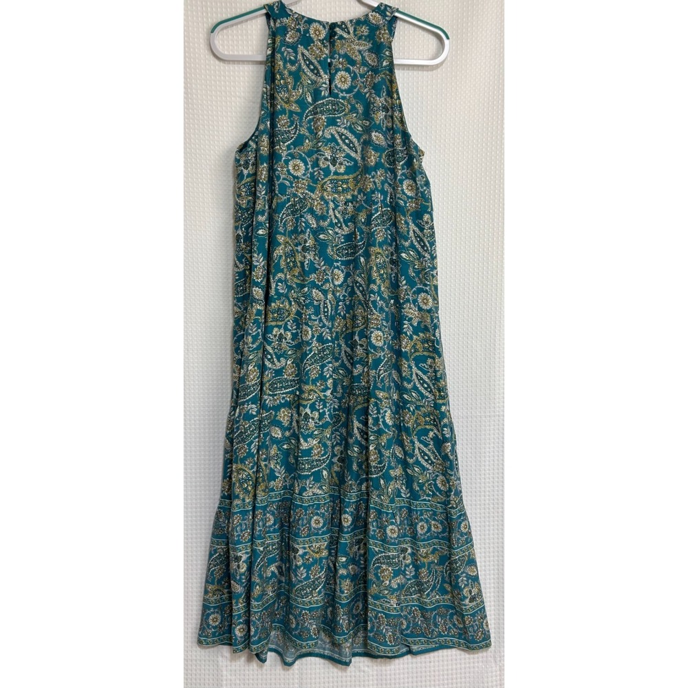 J. Jill Teal Paisley Tiered Maxi Dress Halter Size Medium Petite Summer Boho I - Picture 3 of 11
